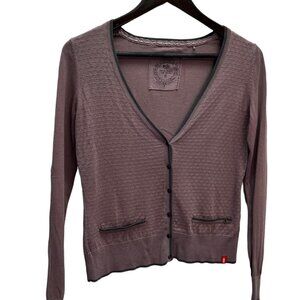 Edc 100% Cotton Mauve V-Neck Button Down Sweater Cardigan Size S